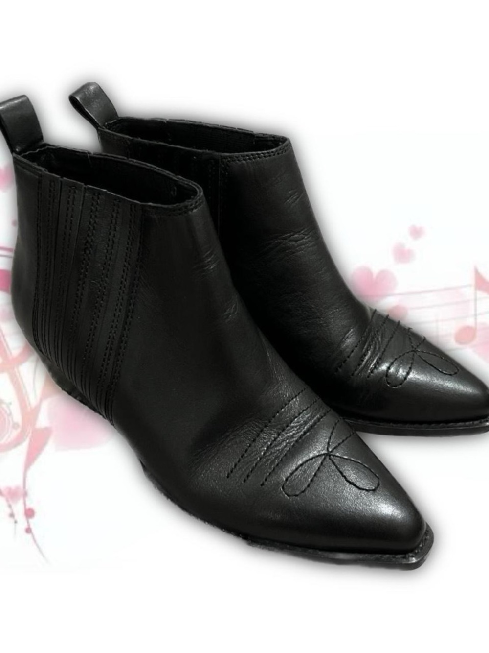 botkier new york black leather pointed toe boots